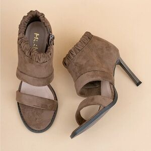 Mi.iM Taupe Suede Heeled Sandals
